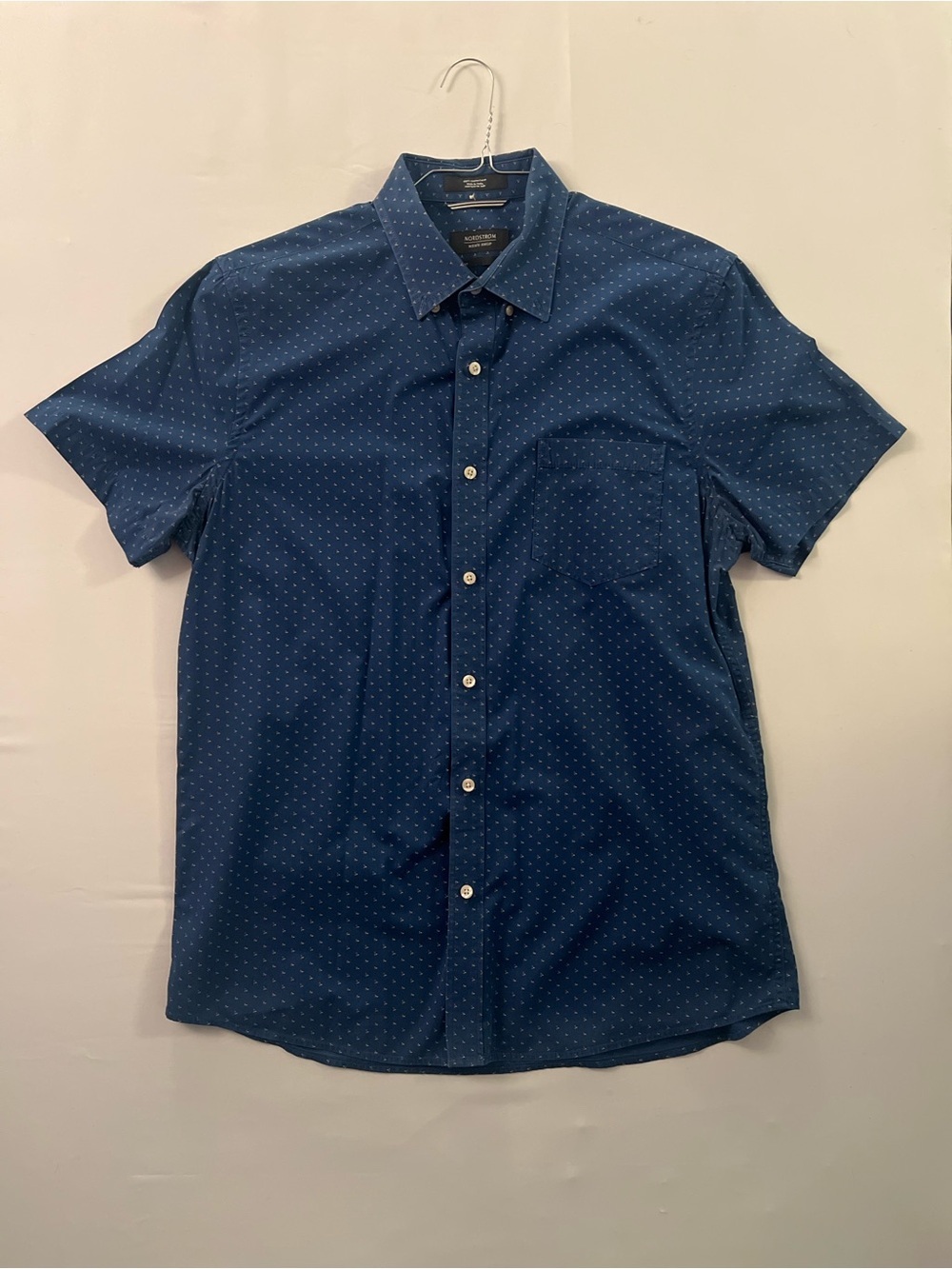 Nordstrom Short-Sleeve Navy Dot Button-Down Shirt